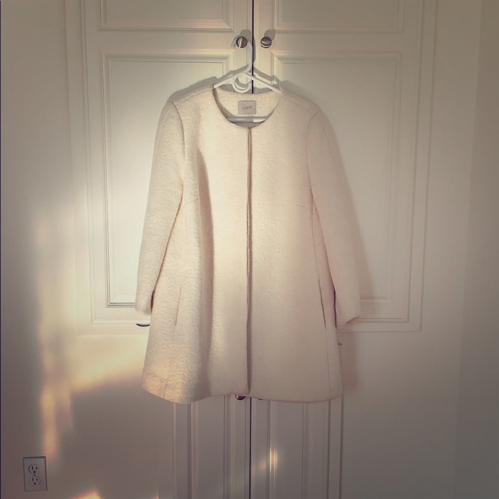 Loft Off White Boiled Wool Car Coat